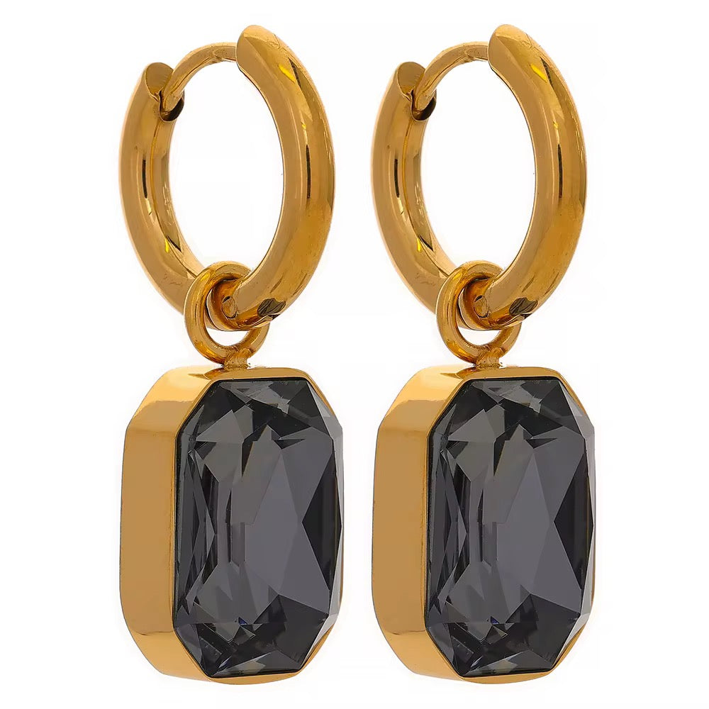 Square Crystal Hoop Earring