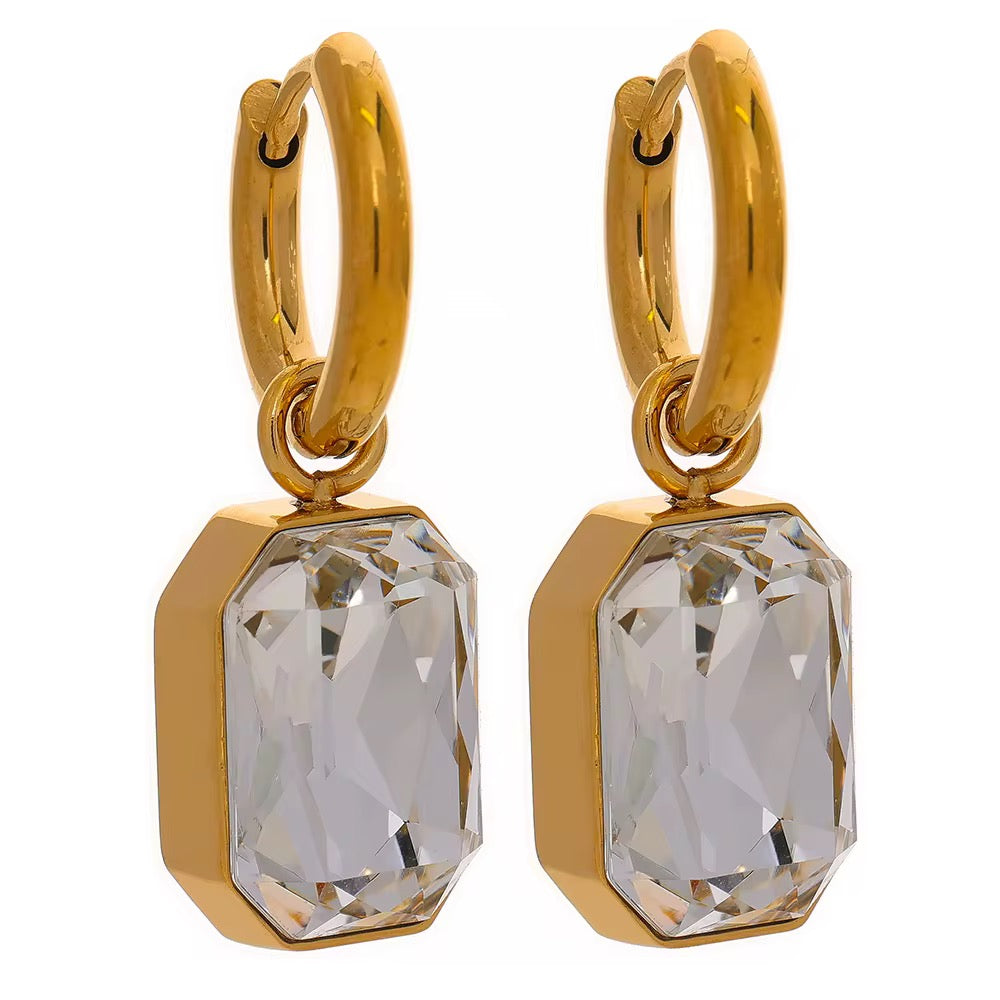 Square Crystal Hoop Earring