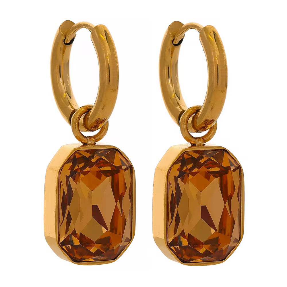 Square Crystal Hoop Earring