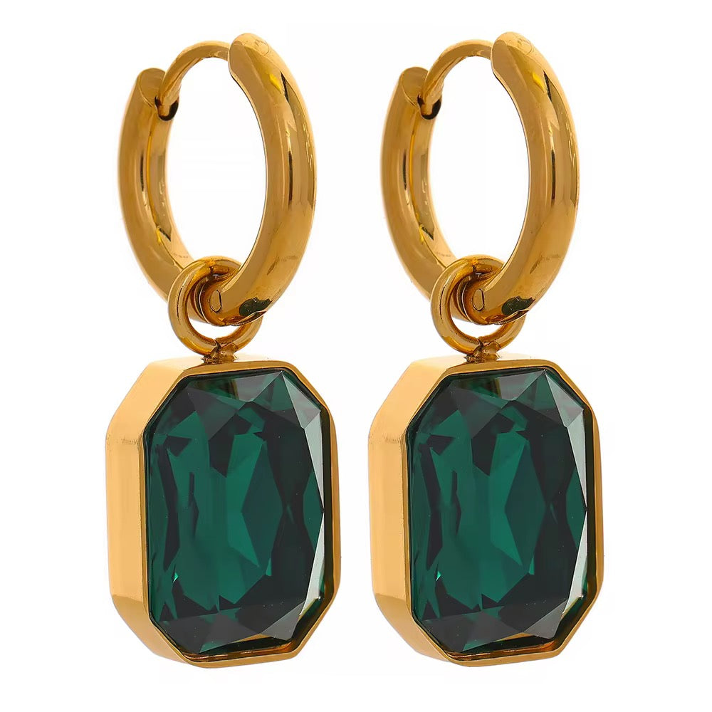 Square Crystal Hoop Earring