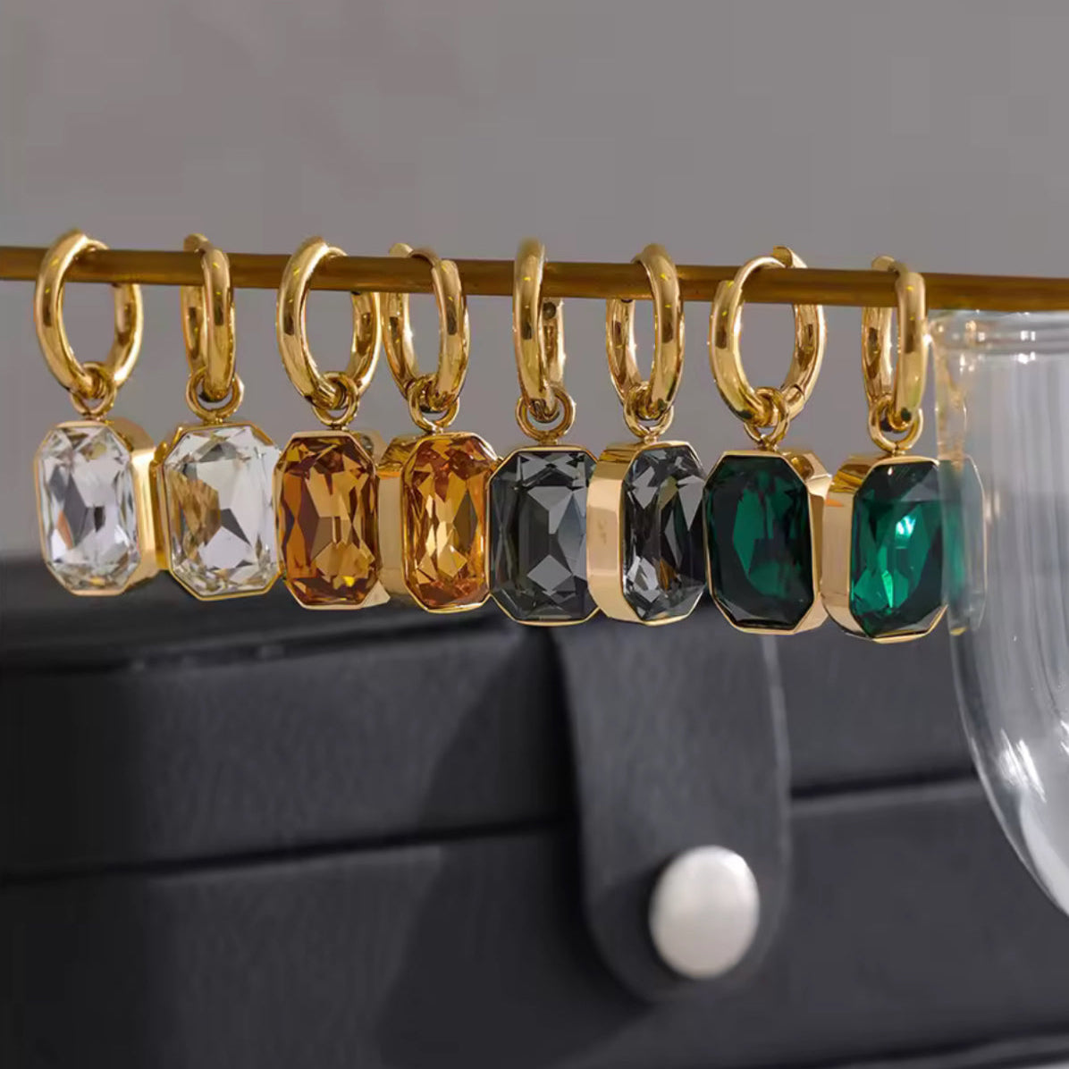 Square Crystal Hoop Earring