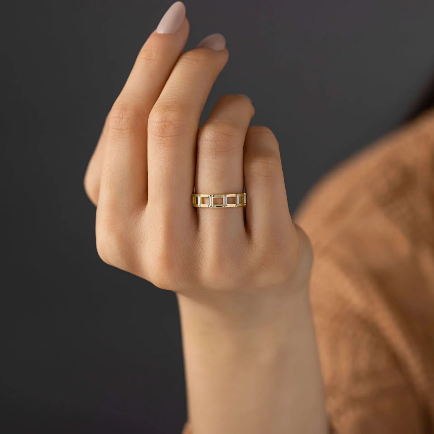 Hollow Baguette Eternity Ring