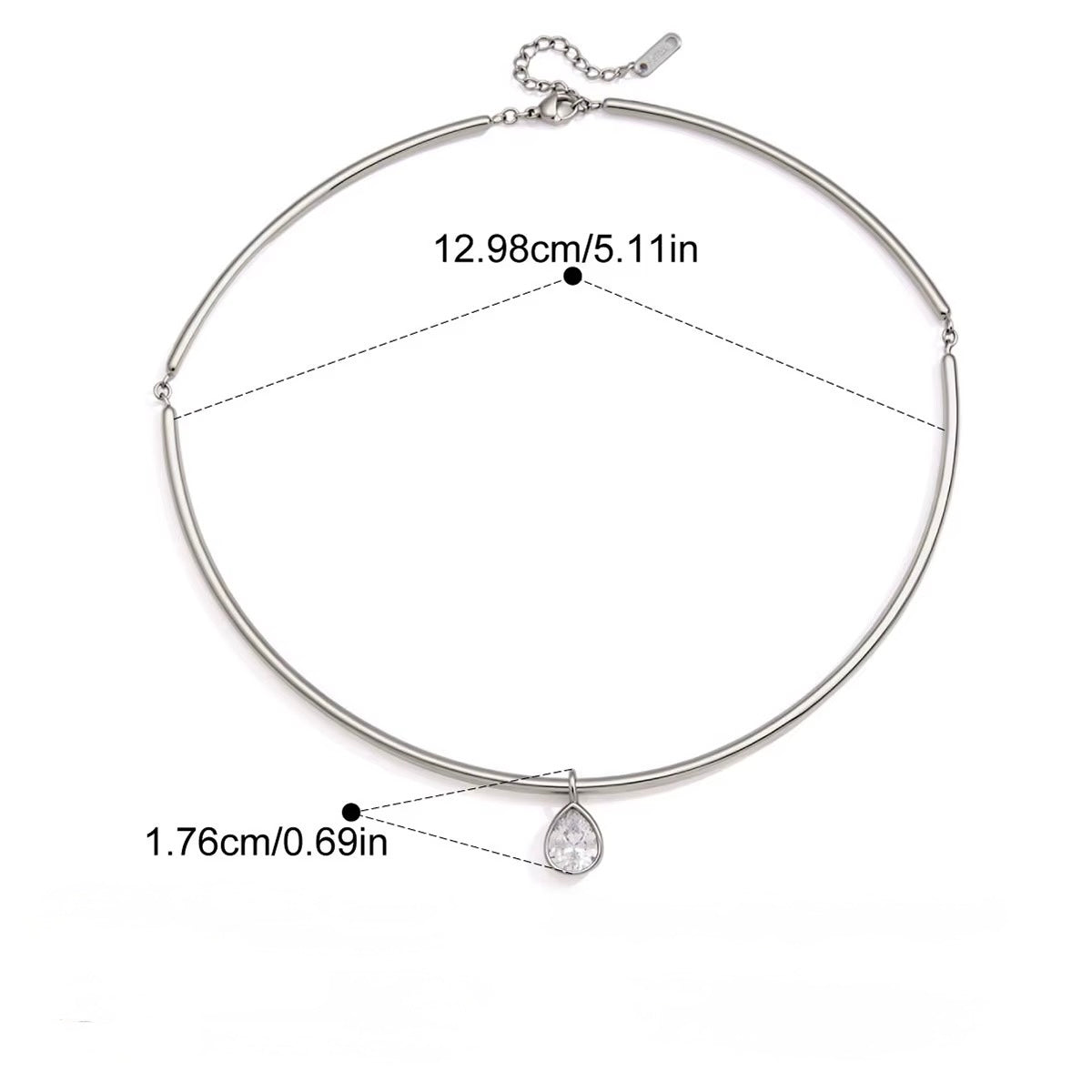 Collar Necklace - Pear Zirconia Pendant