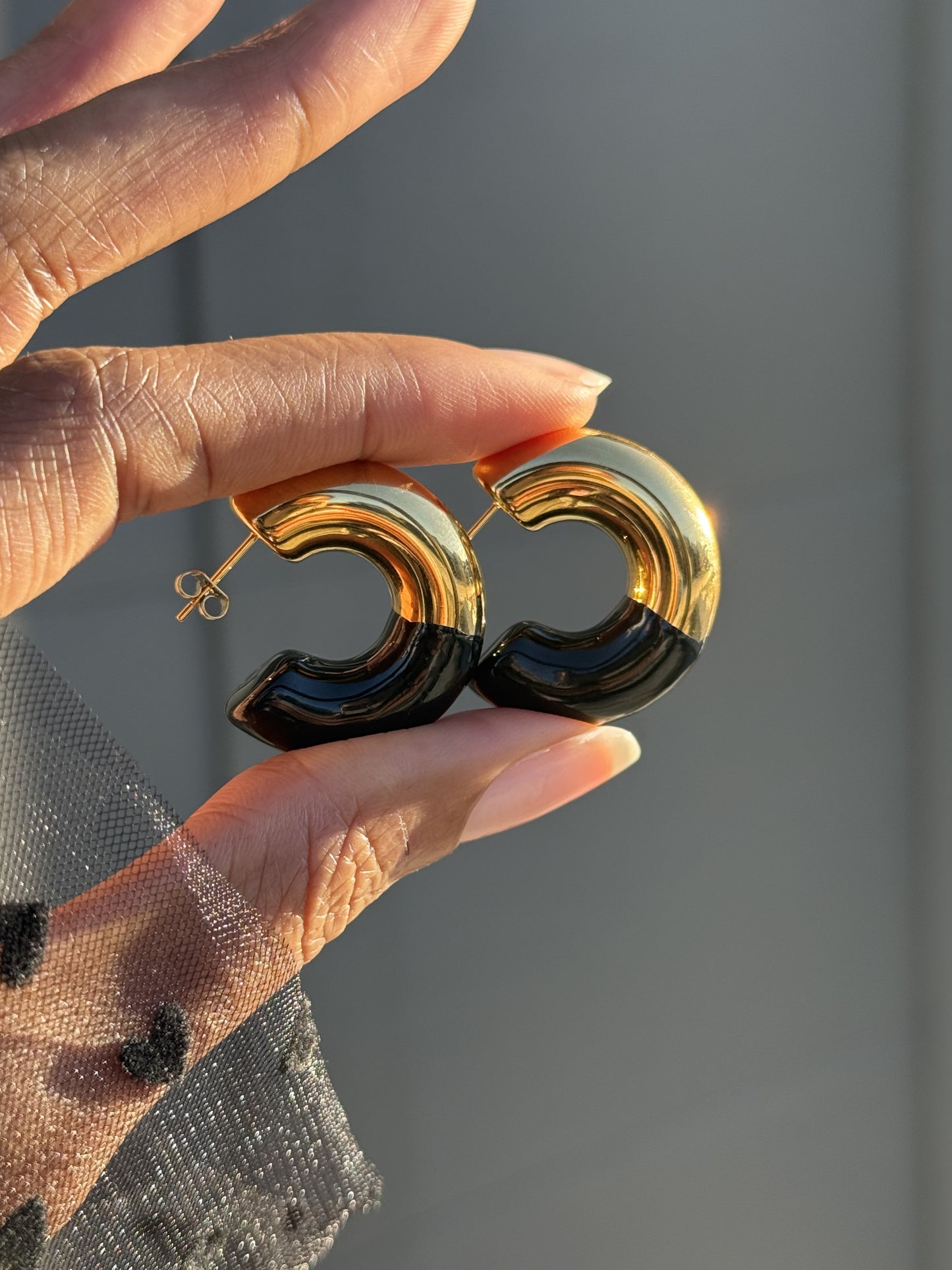 Curved Enamel Earrings