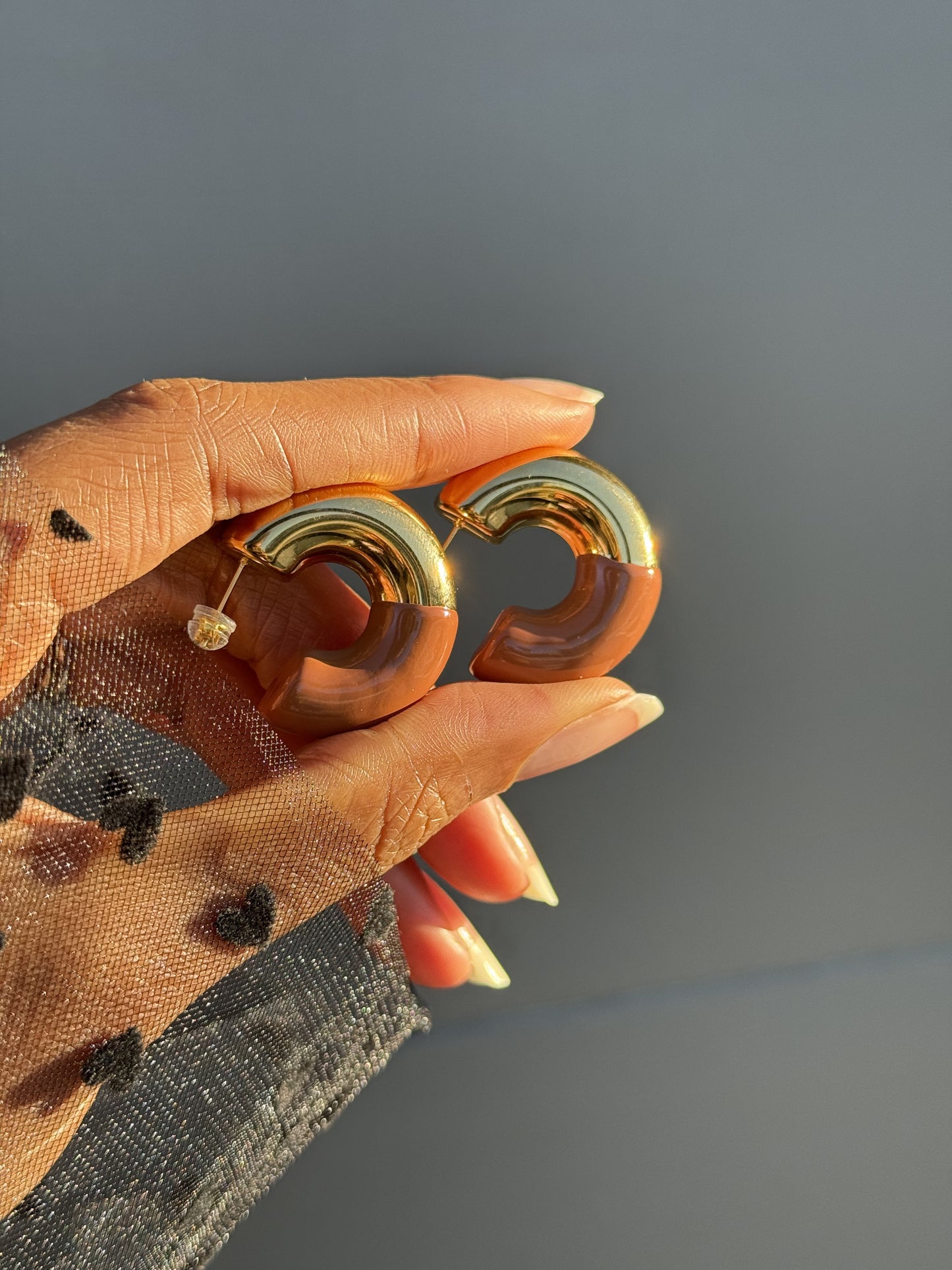 Curved Enamel Earrings
