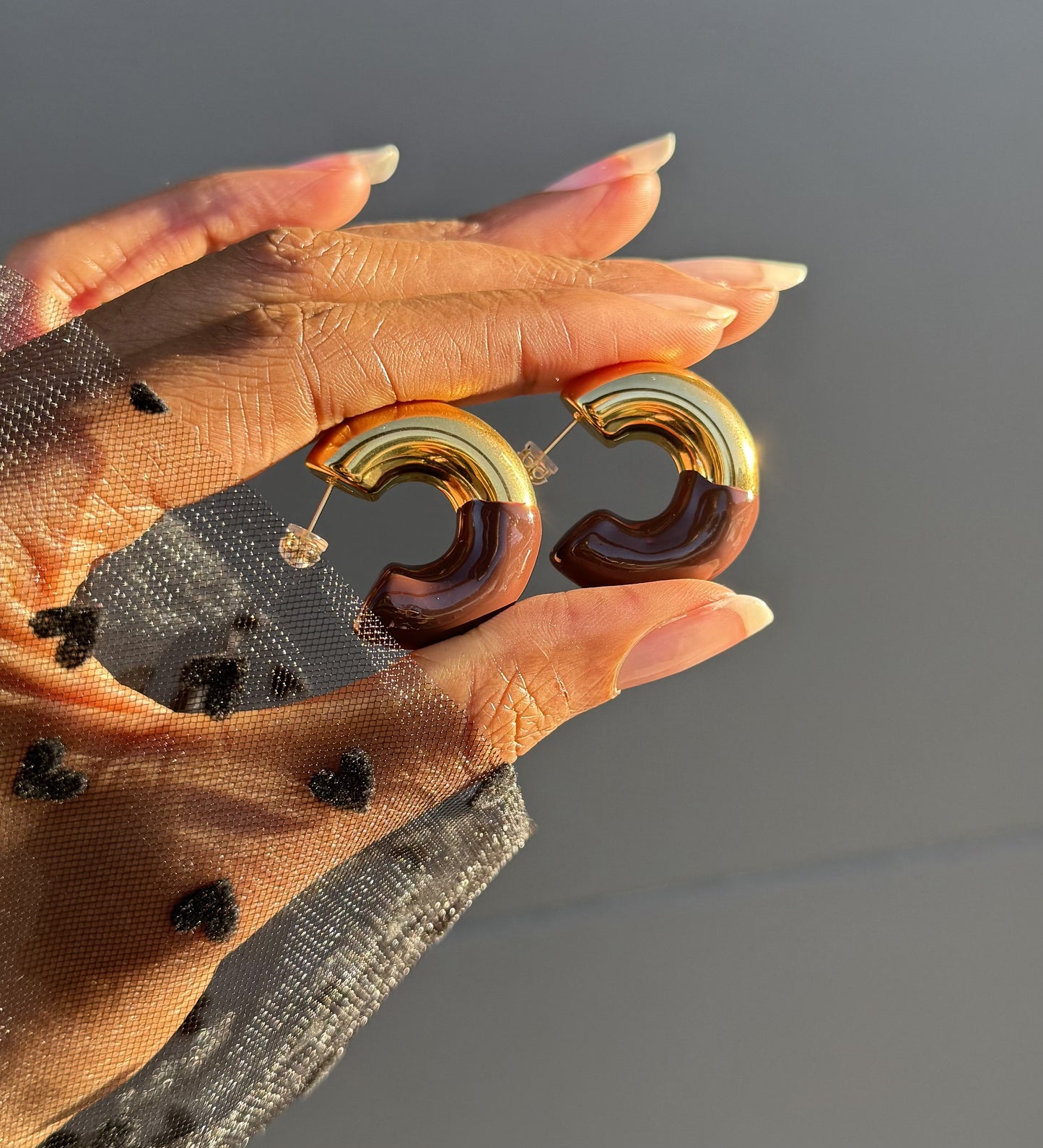 Curved Enamel Earrings
