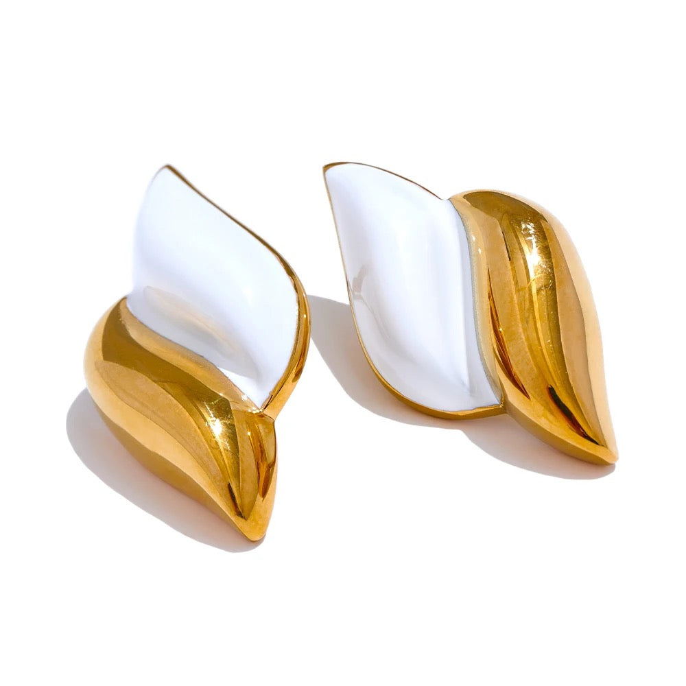 White Enamel Earring