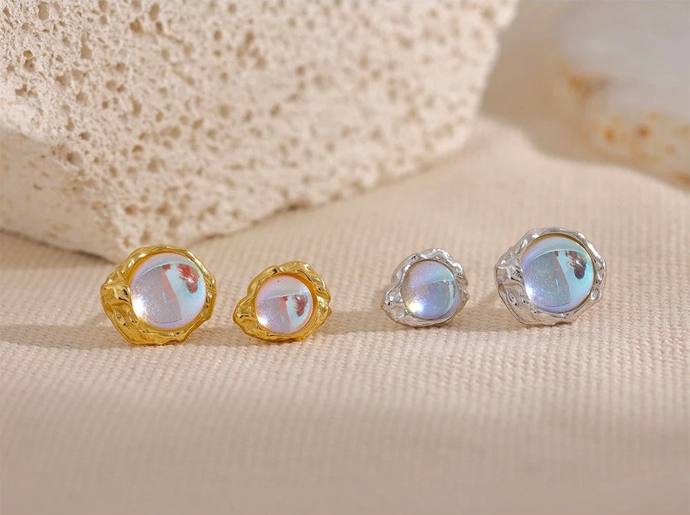 Moonstone Asymmetric Dainty Earring