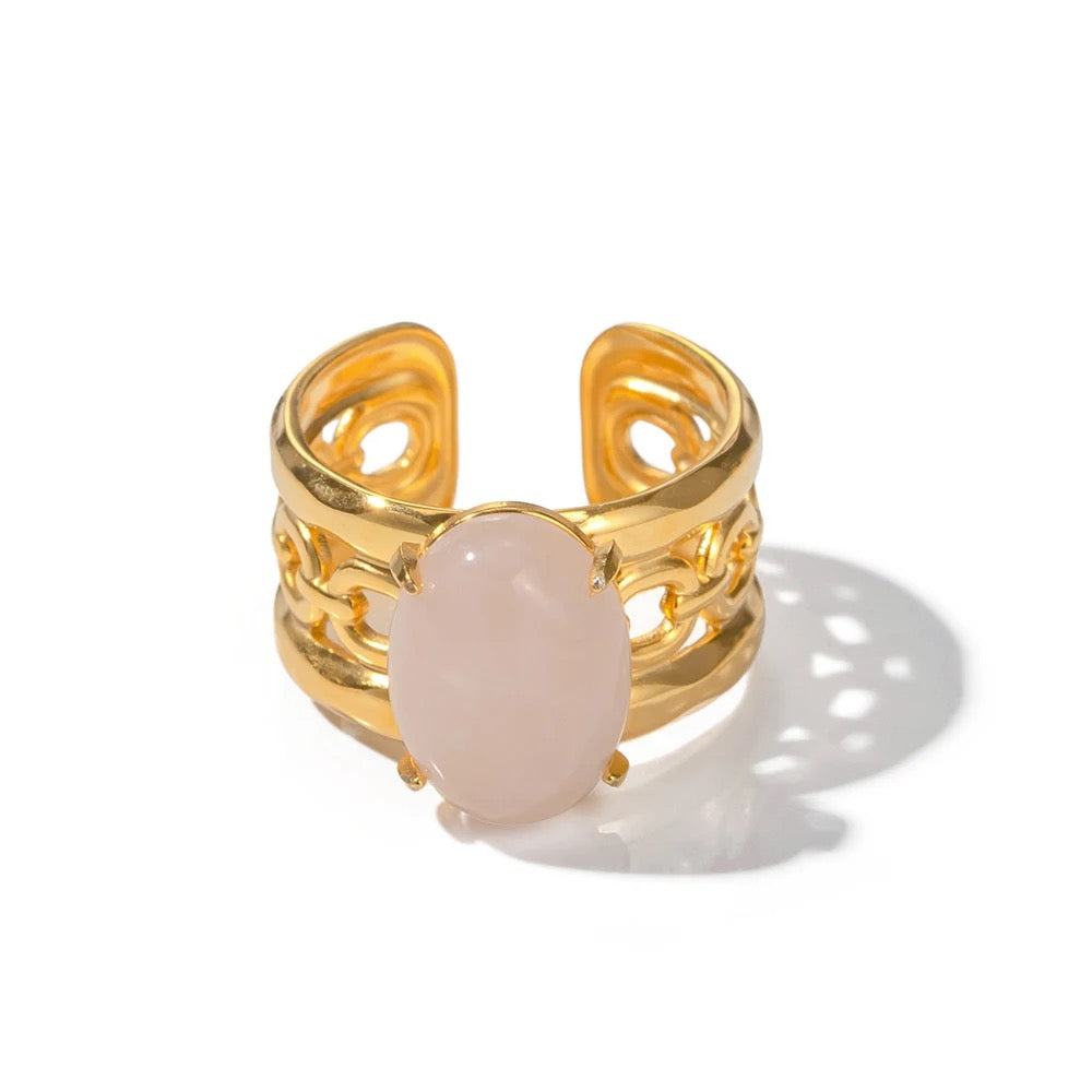 Pink Oval Open Ring