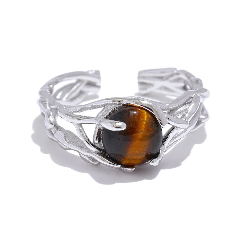 Natural Stone Geometric Ring