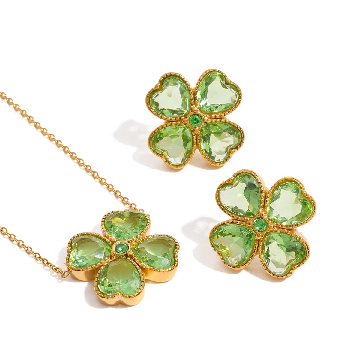 Clover Design Necklace & Earring