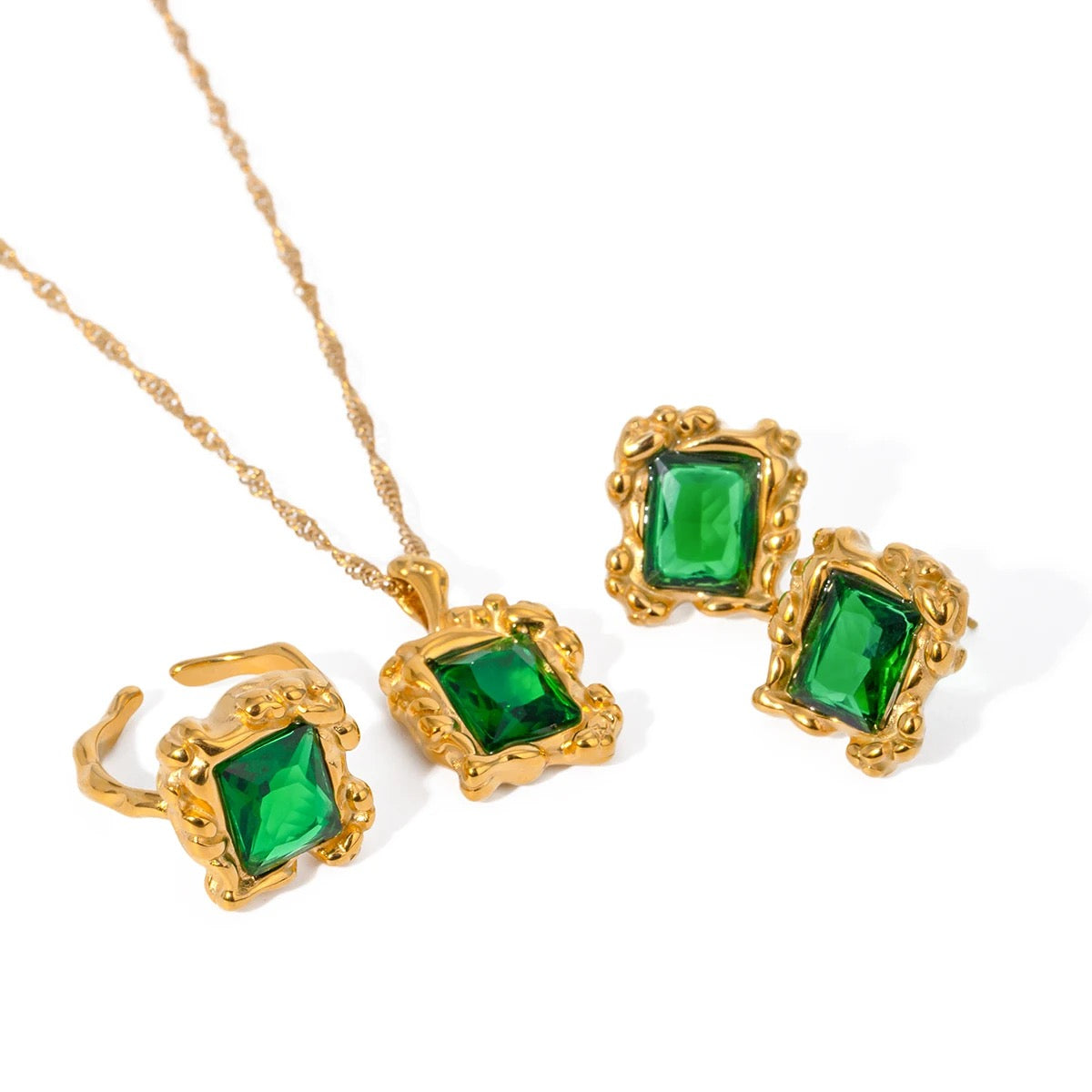 Green Vintage Jewelry Set