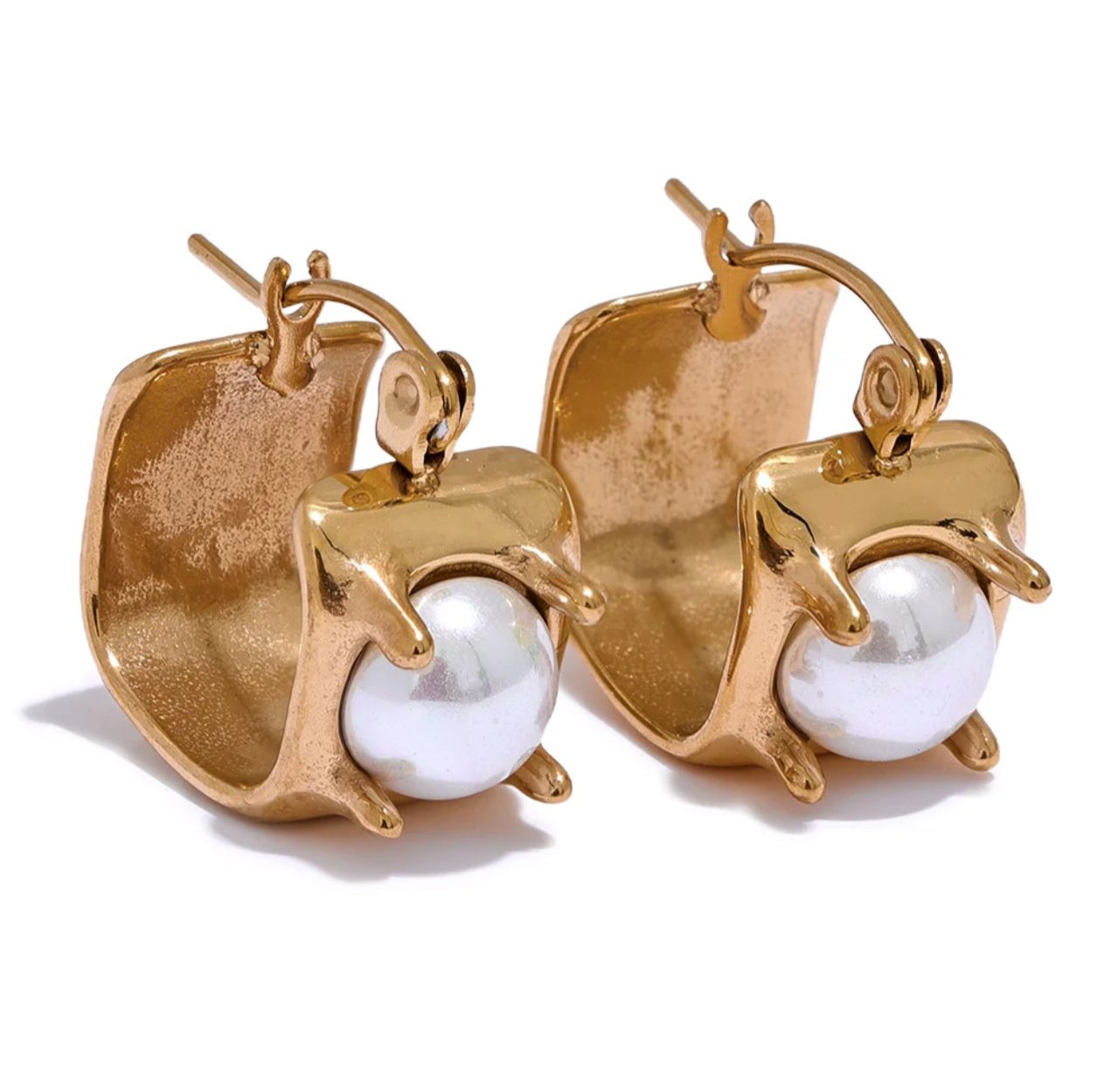 Vintage Pearl Hoops Earring