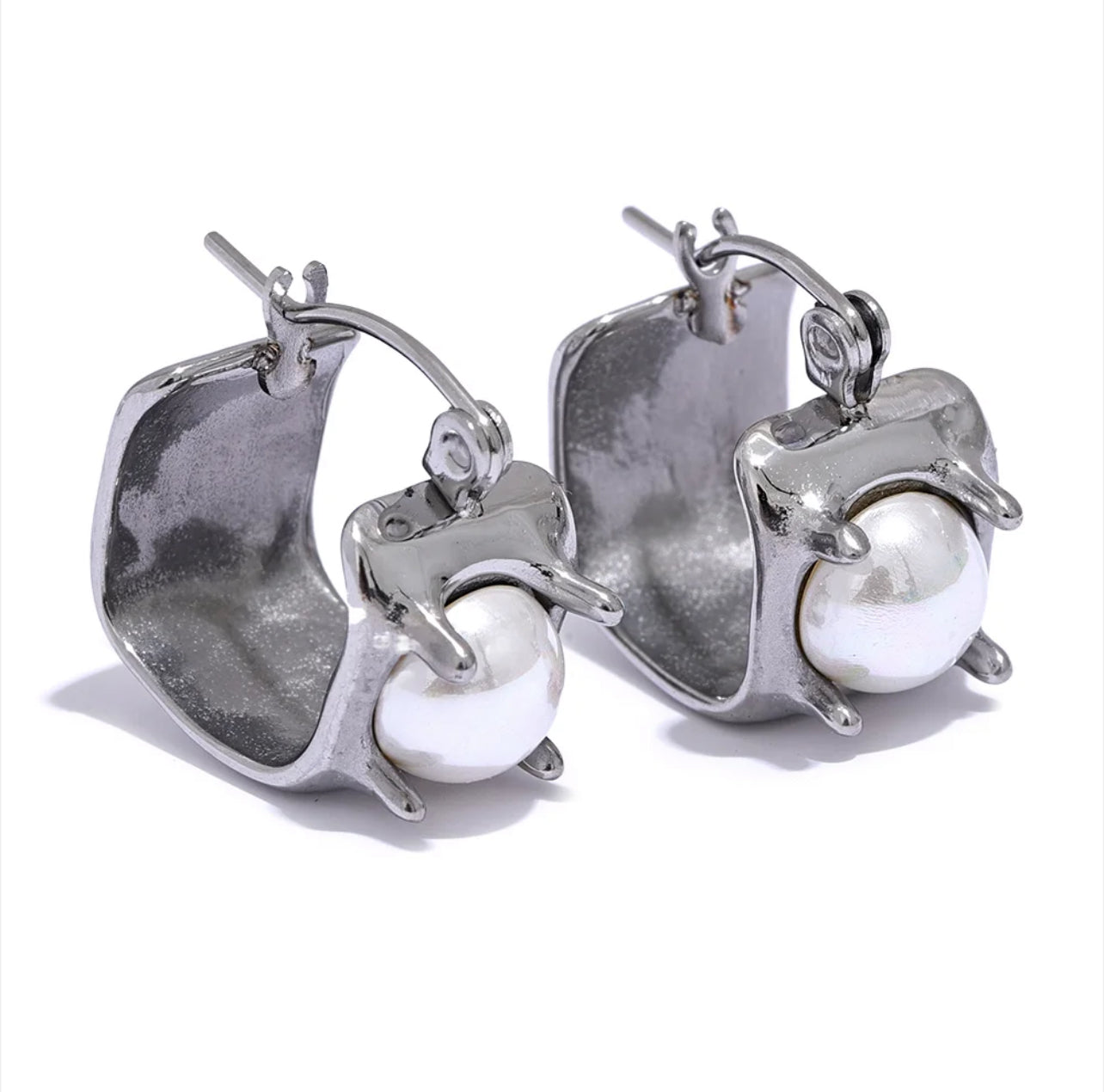 Vintage Pearl Hoops Earring