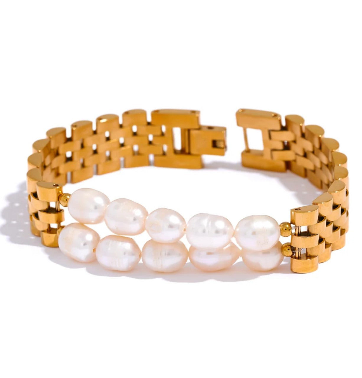 Pearl Cuban Chain Bracelet