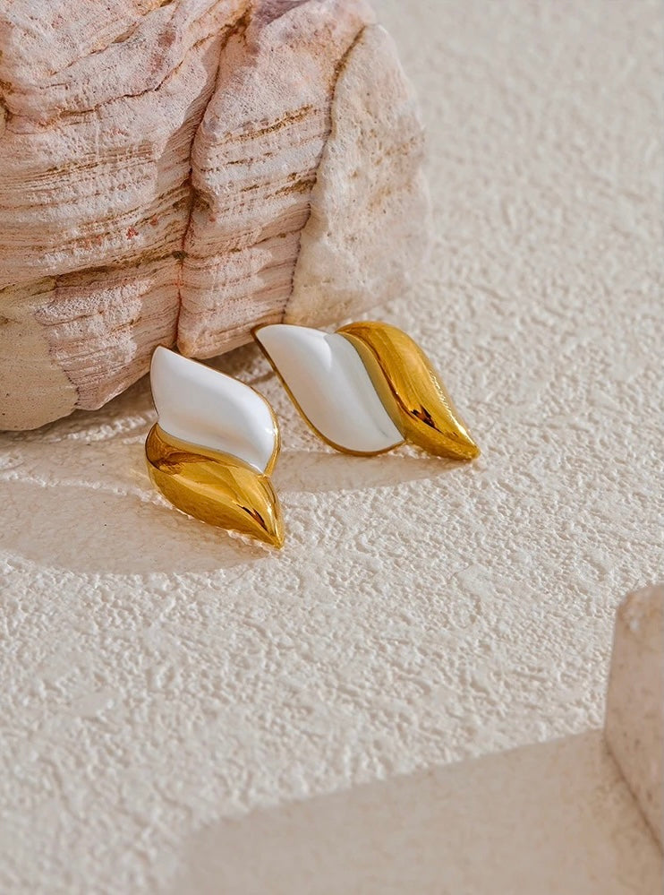 White Enamel Earring