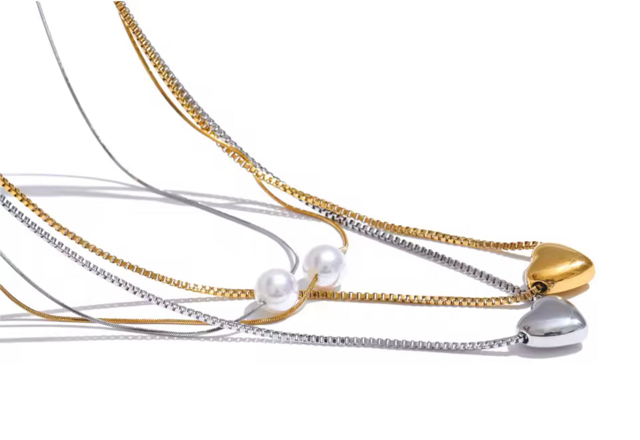 Double Layer Heart Pendant Necklace