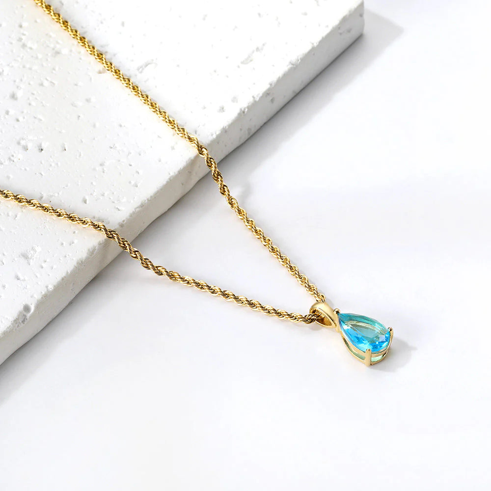 Birth Stones Teardrop Necklace