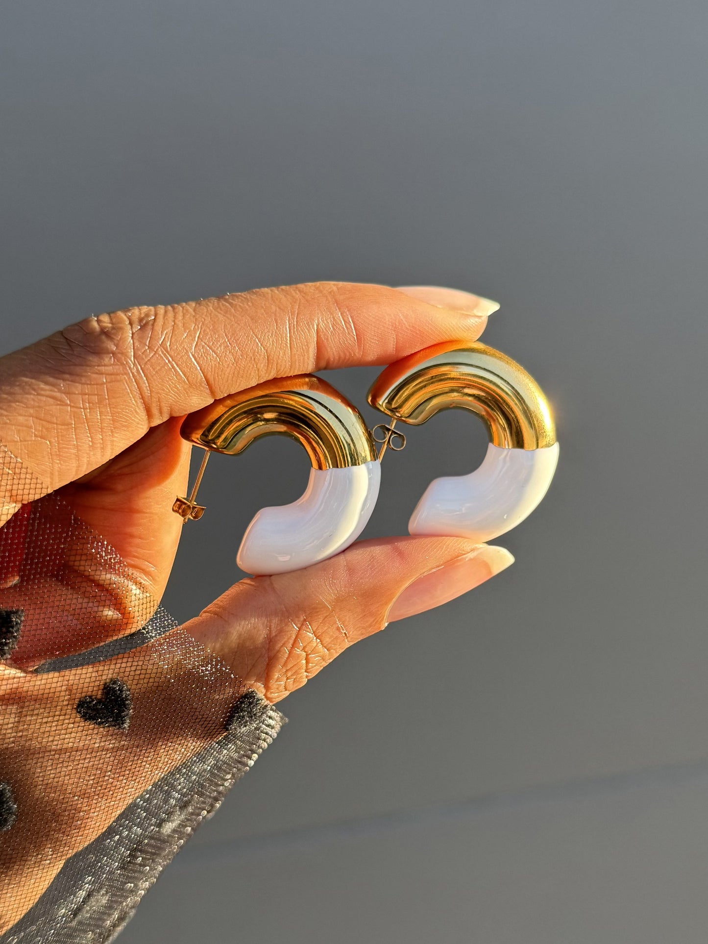 Curved Enamel Earrings