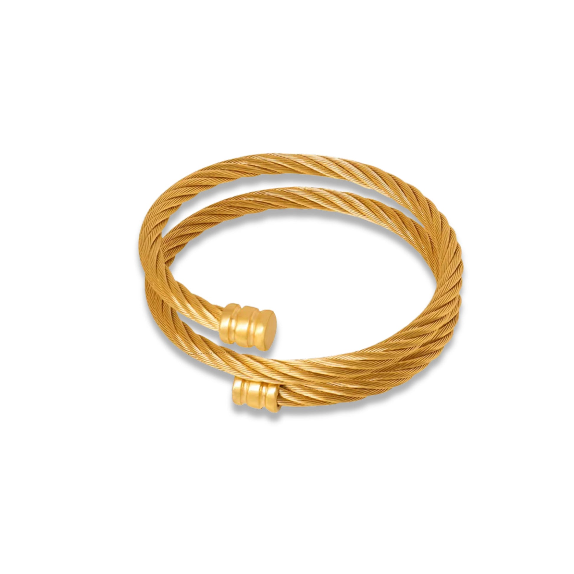 Gold bracelet on a white background