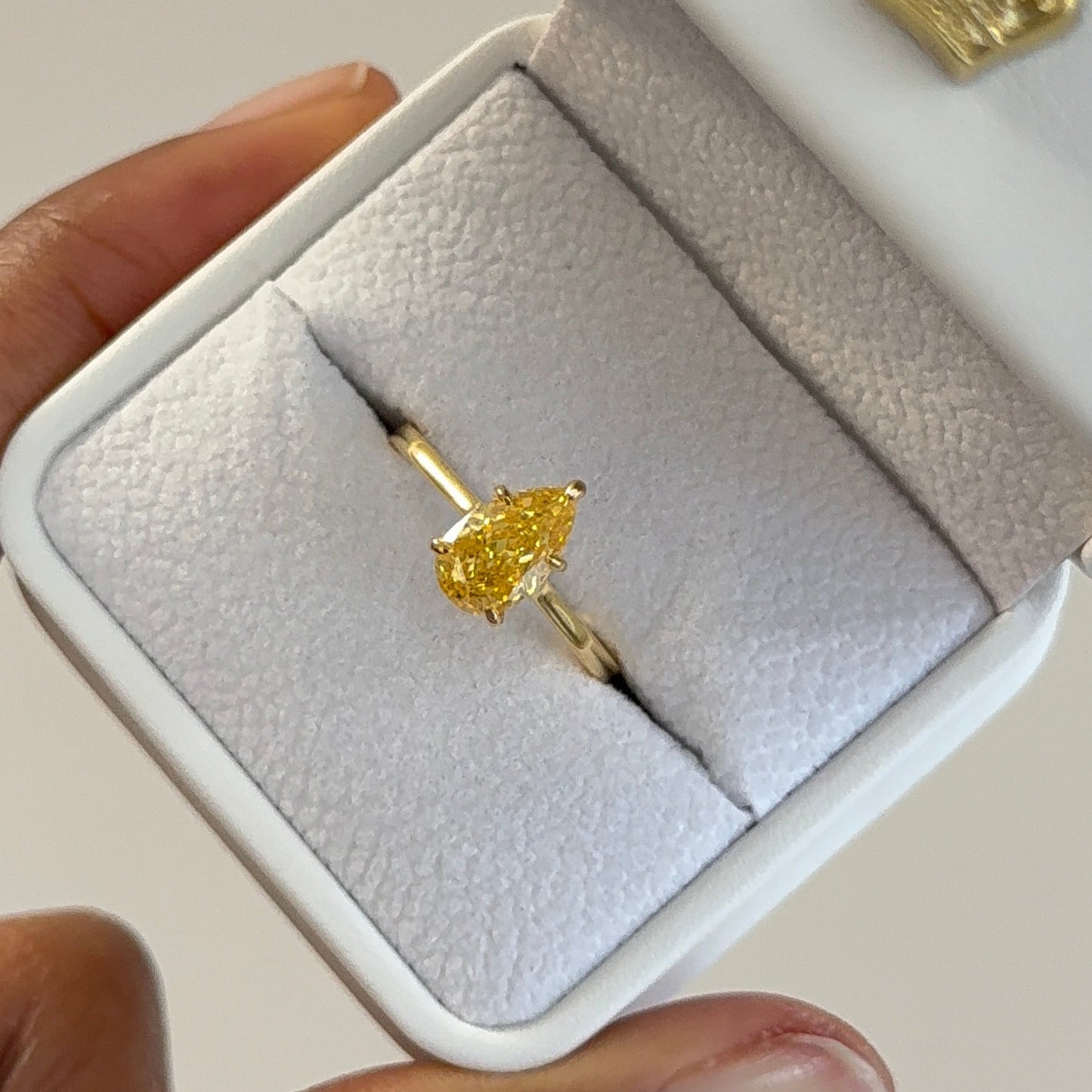 1.5ct Yellow Stone Pear Cut - Kaia Ring