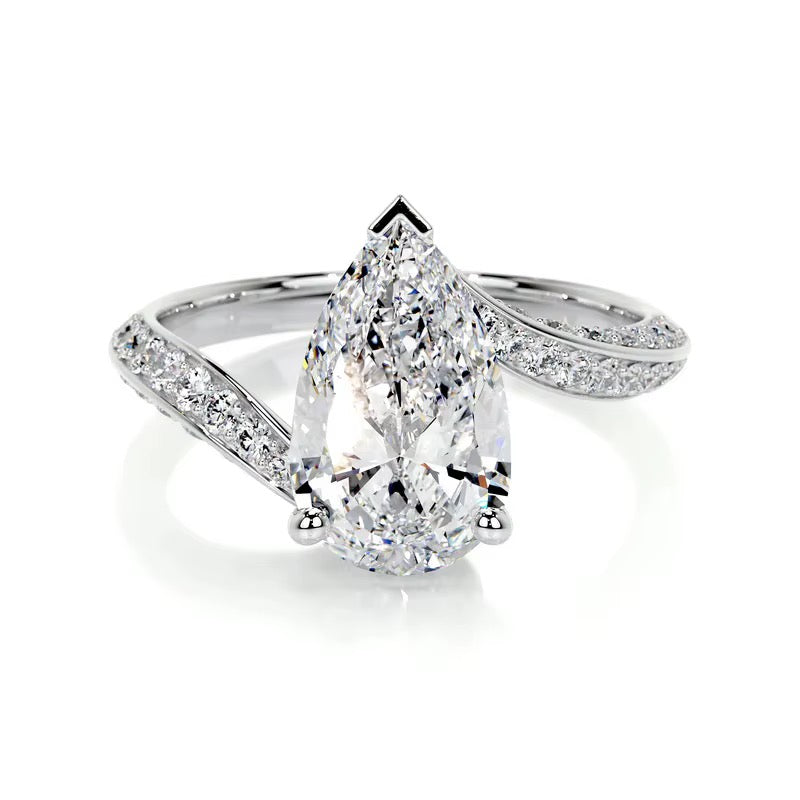 2.0ct Sterling Silver Pear Swirl Ring