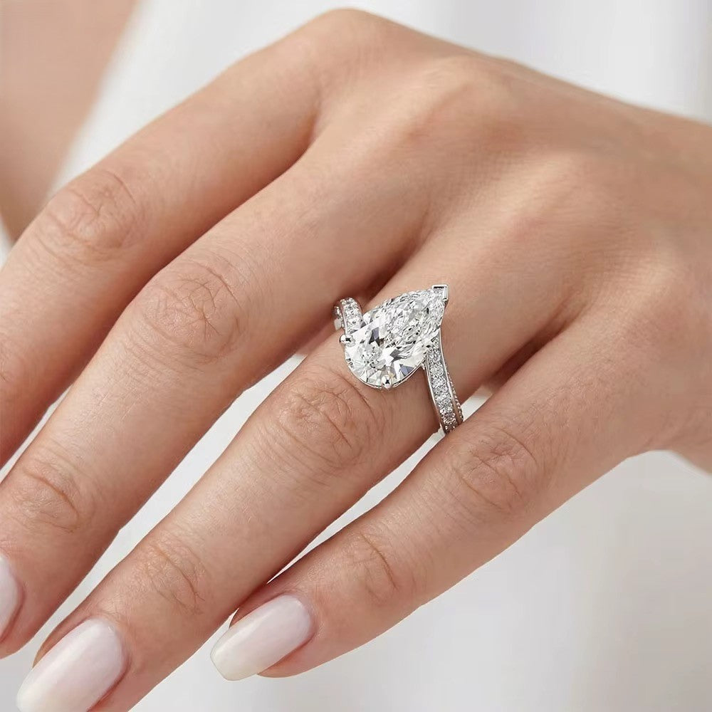 2.0ct Sterling Silver Pear Swirl Ring