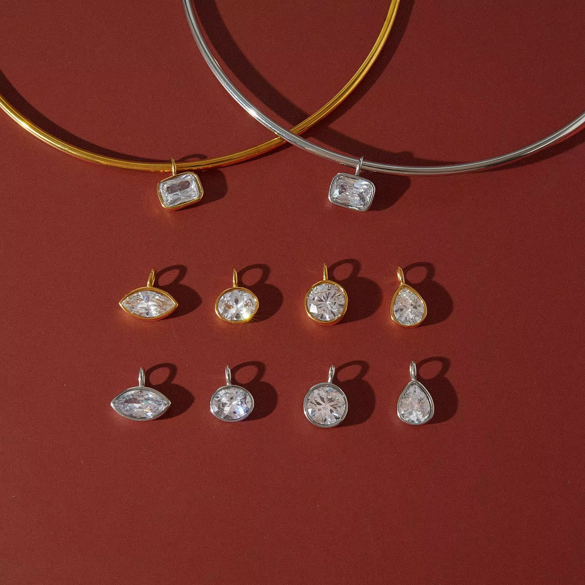 Collar Necklace - Pear Zirconia Pendant