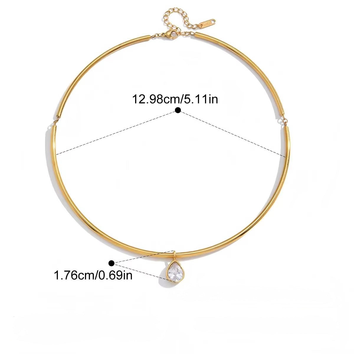 Collar Necklace - Pear Zirconia Pendant