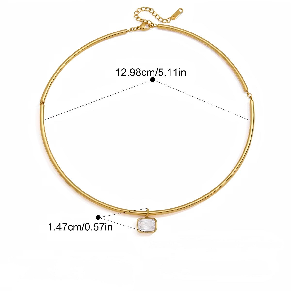 Collar Necklace - Rectangular Zirconia Pendant