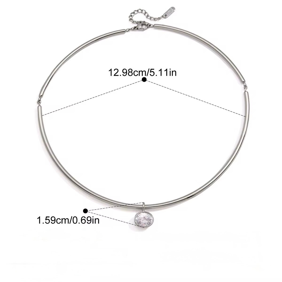 Collar Necklace - Oval Zirconia Pendant
