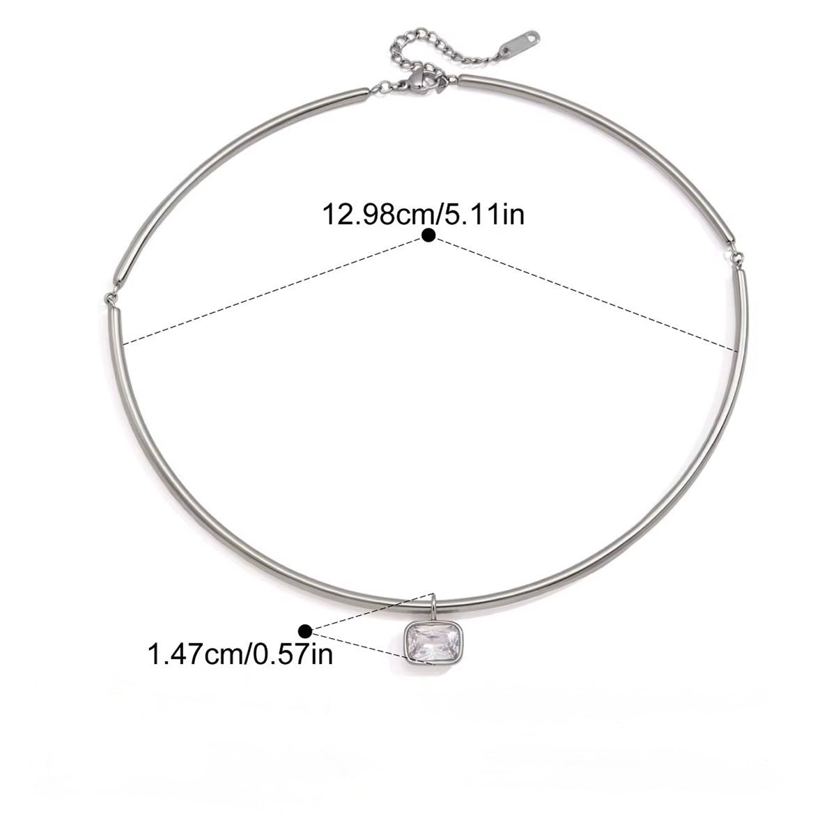 Collar Necklace - Rectangular Zirconia Pendant