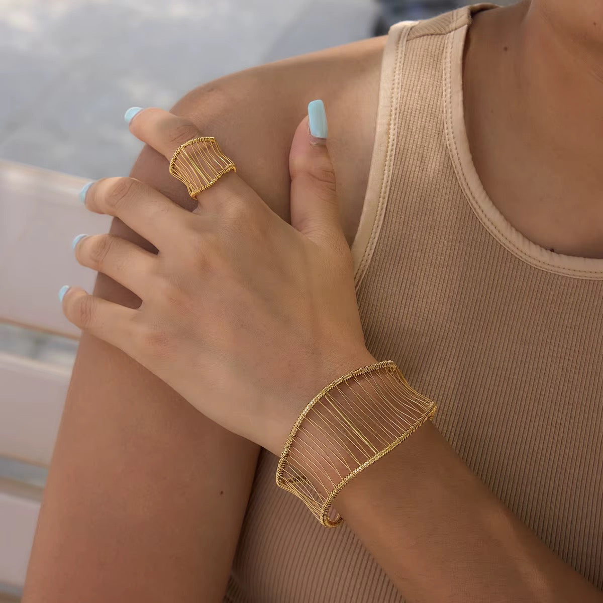 Hollow Wire Bangle Bracelet