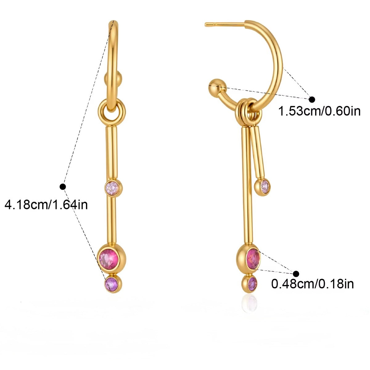 Pink Stone Detachable Tassel Earring