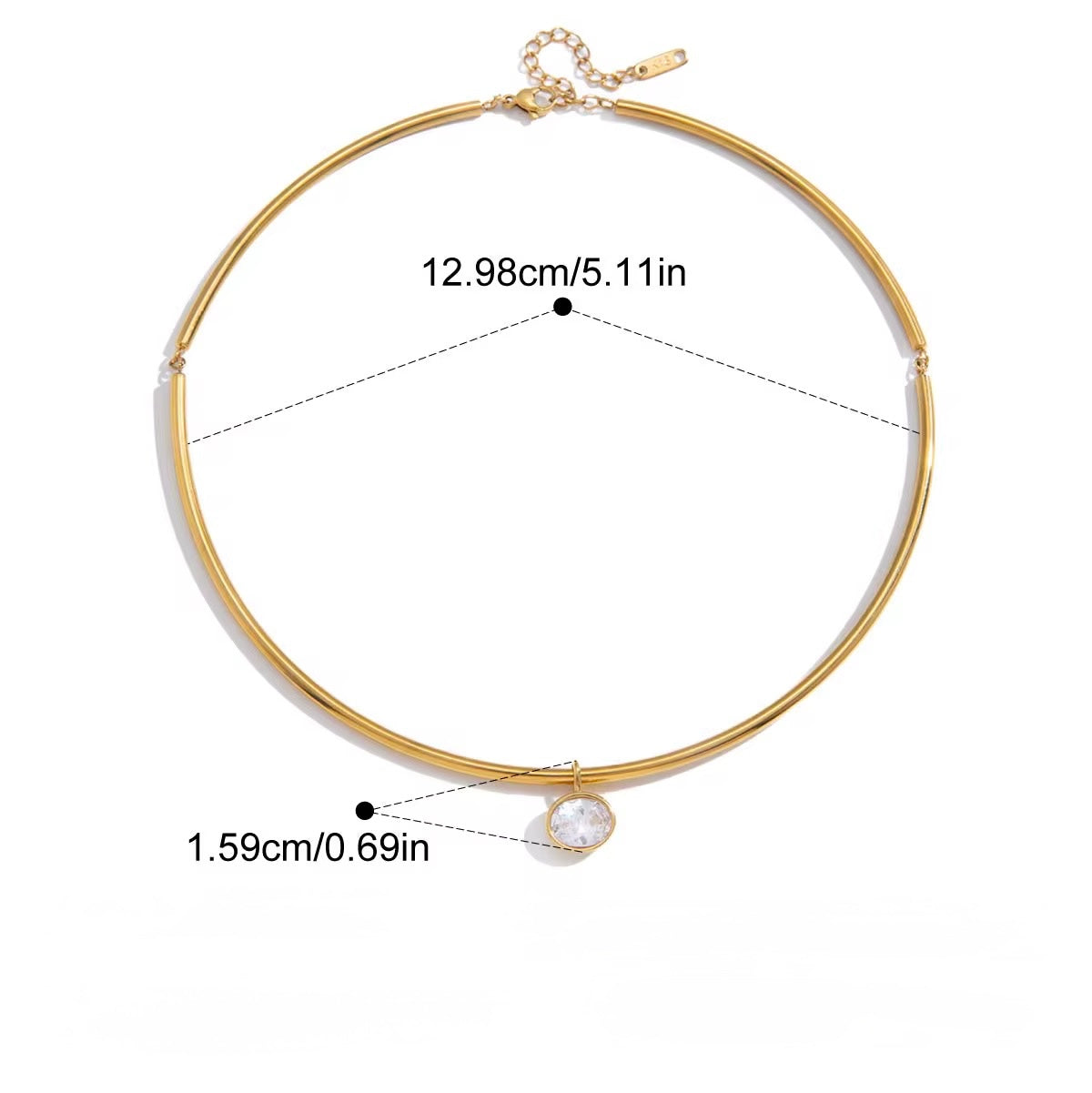 Collar Necklace - Oval Zirconia Pendant