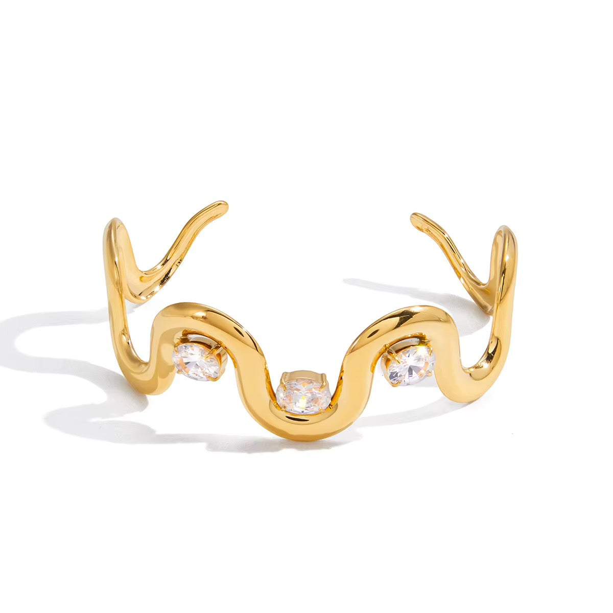 Zircon Wave Bangle Bracelet