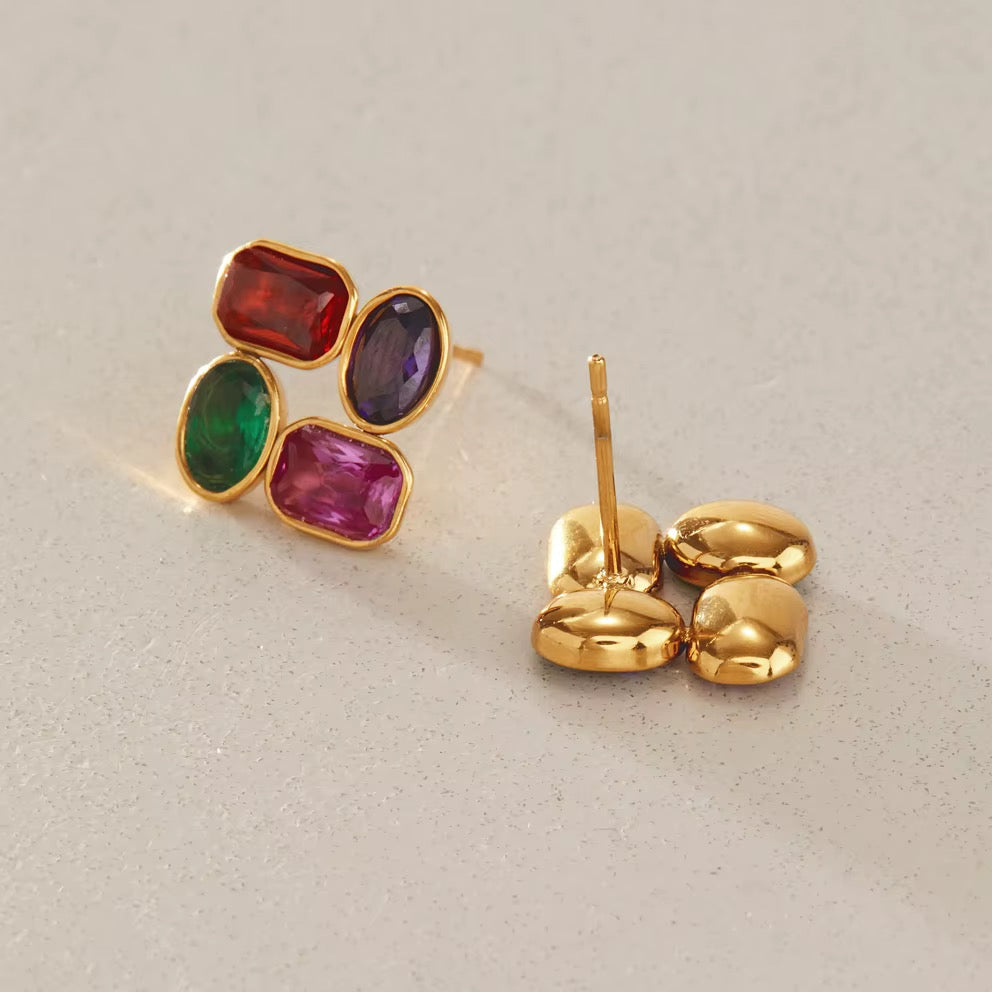 Zircon Colorful Stud Earrings