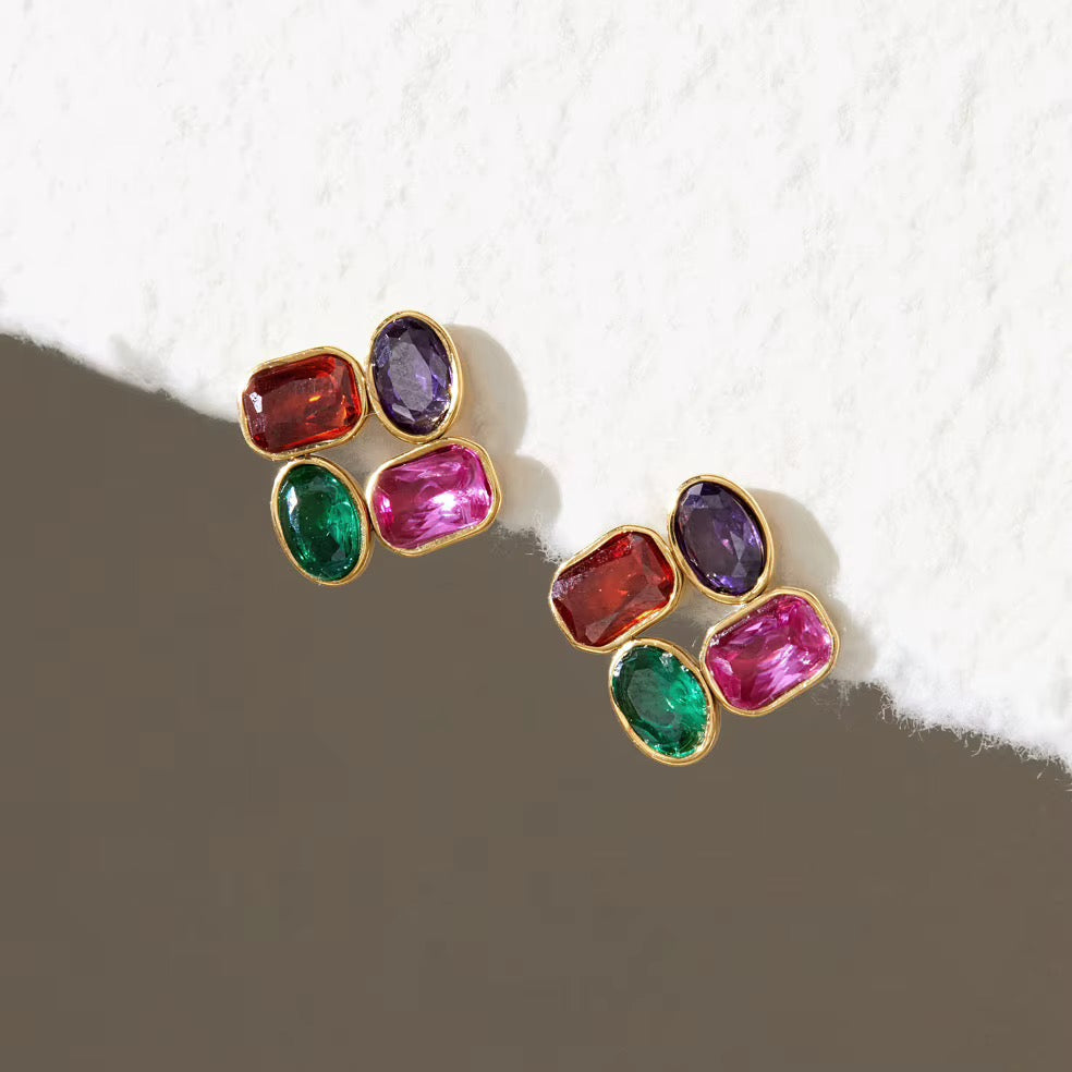 Zircon Colorful Stud Earrings