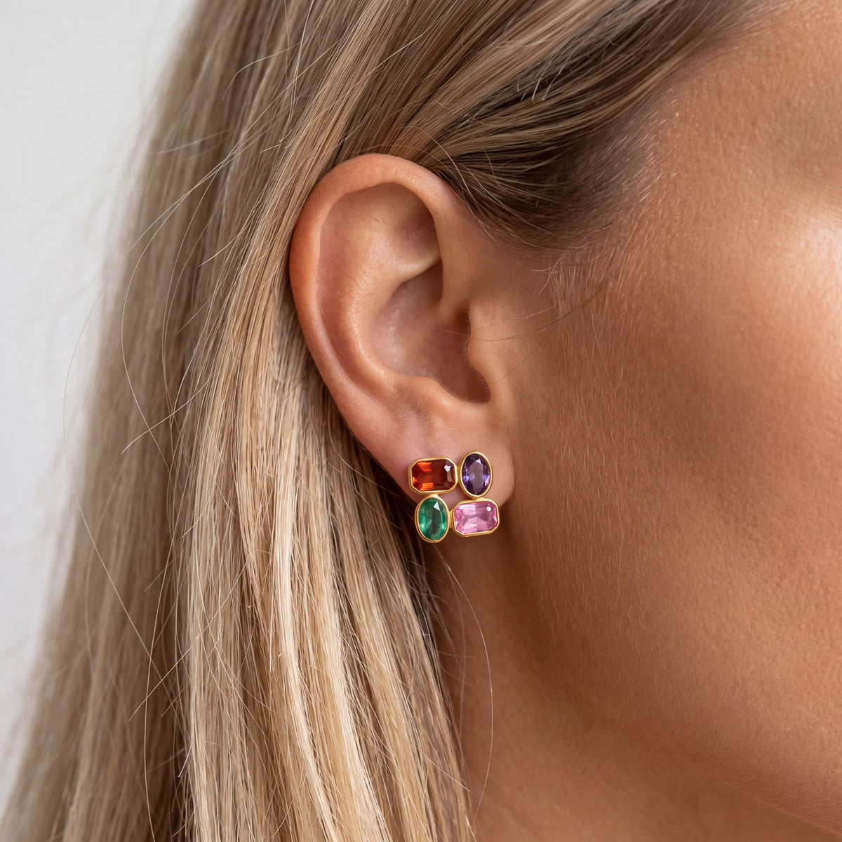 Zircon Colorful Stud Earrings