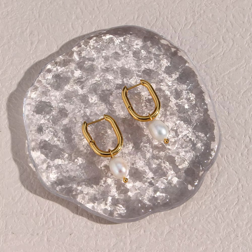 Vintage  Pearl Hoop Earring