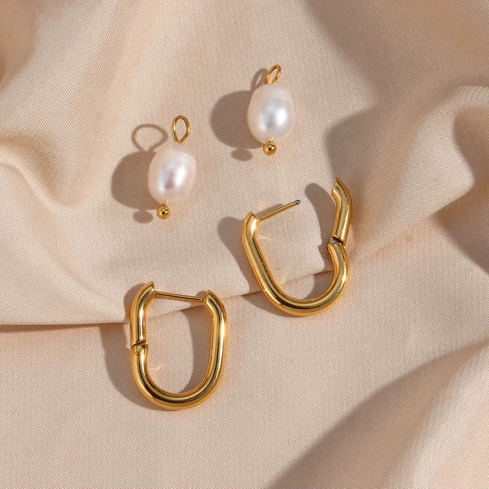 Vintage  Pearl Hoop Earring