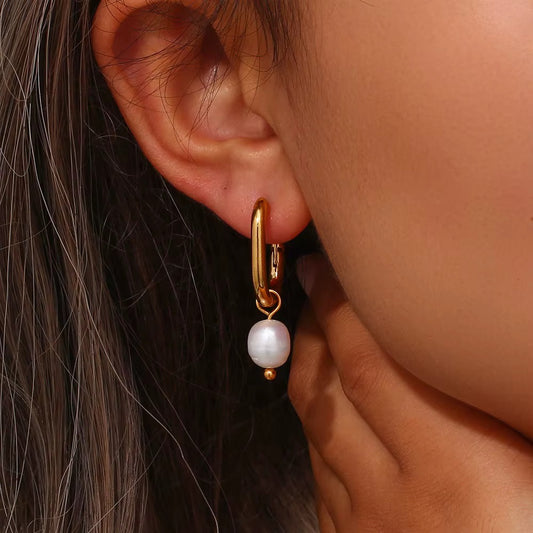 Vintage  Pearl Hoop Earring