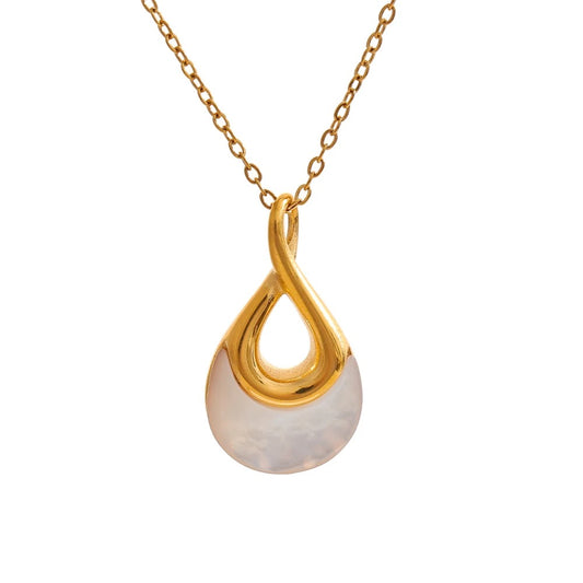 Natural Stone Water Drop Pendant Necklace