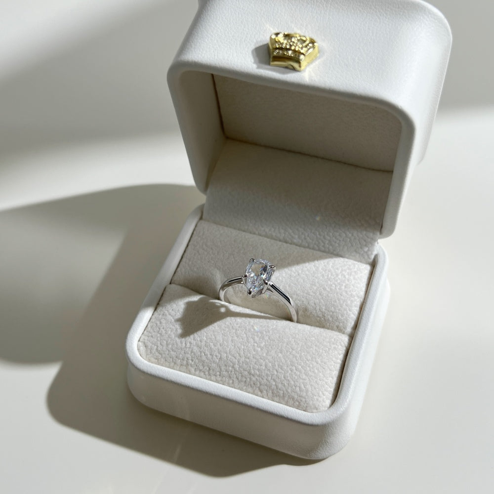 1.5ct Silver Pear Cut - Kaia Ring