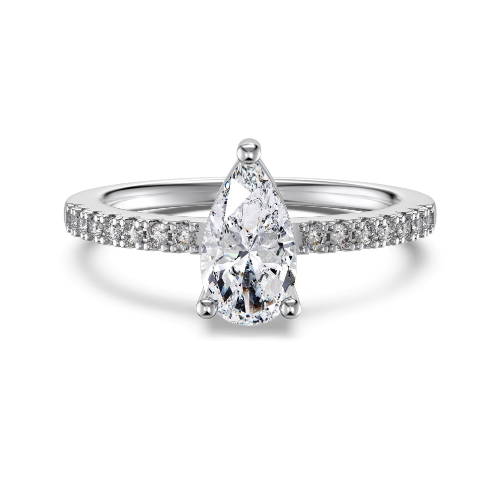 2.0ct Sterling Silver Pear Cut - Velora Ring