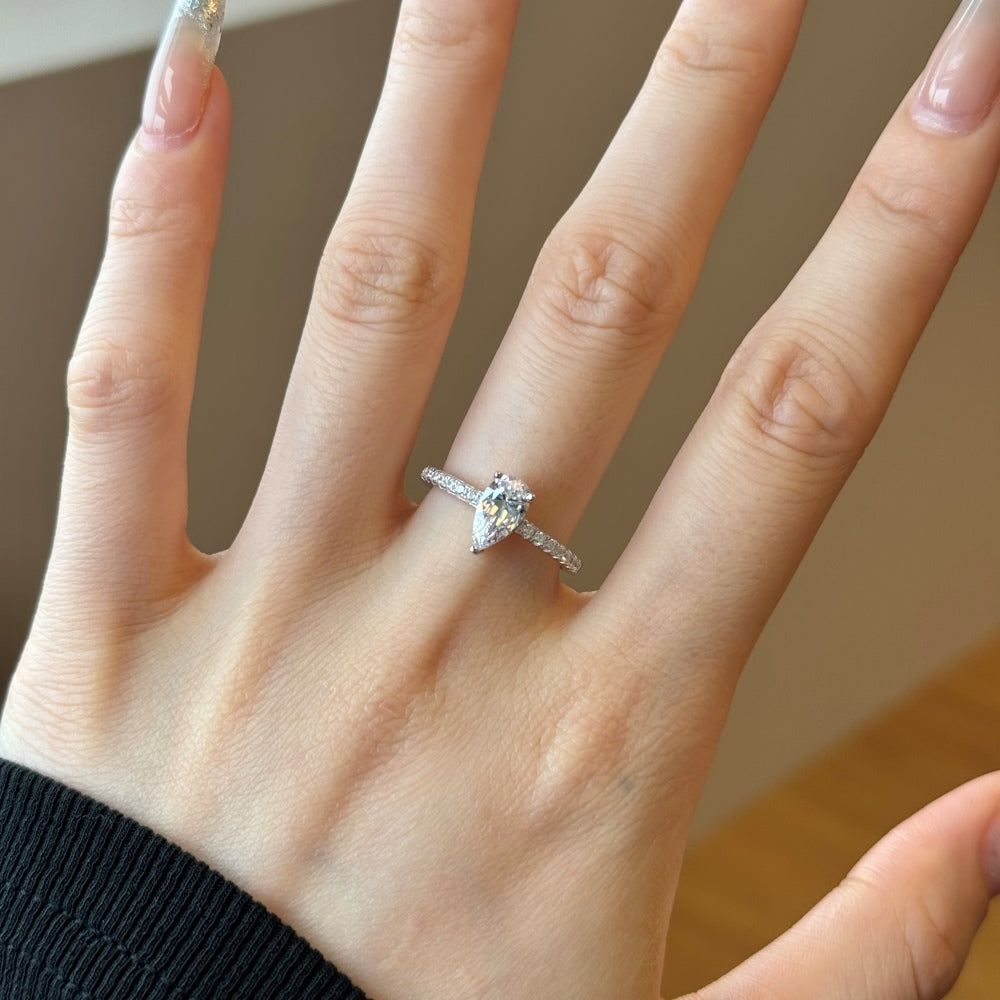 2.0ct Sterling Silver Pear Cut - Velora Ring