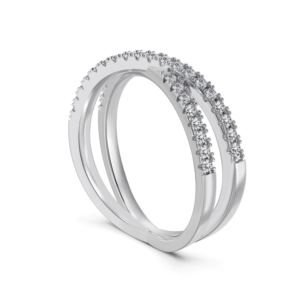 Sterling Silver Round Cut - Cross Shaped Eternity Band