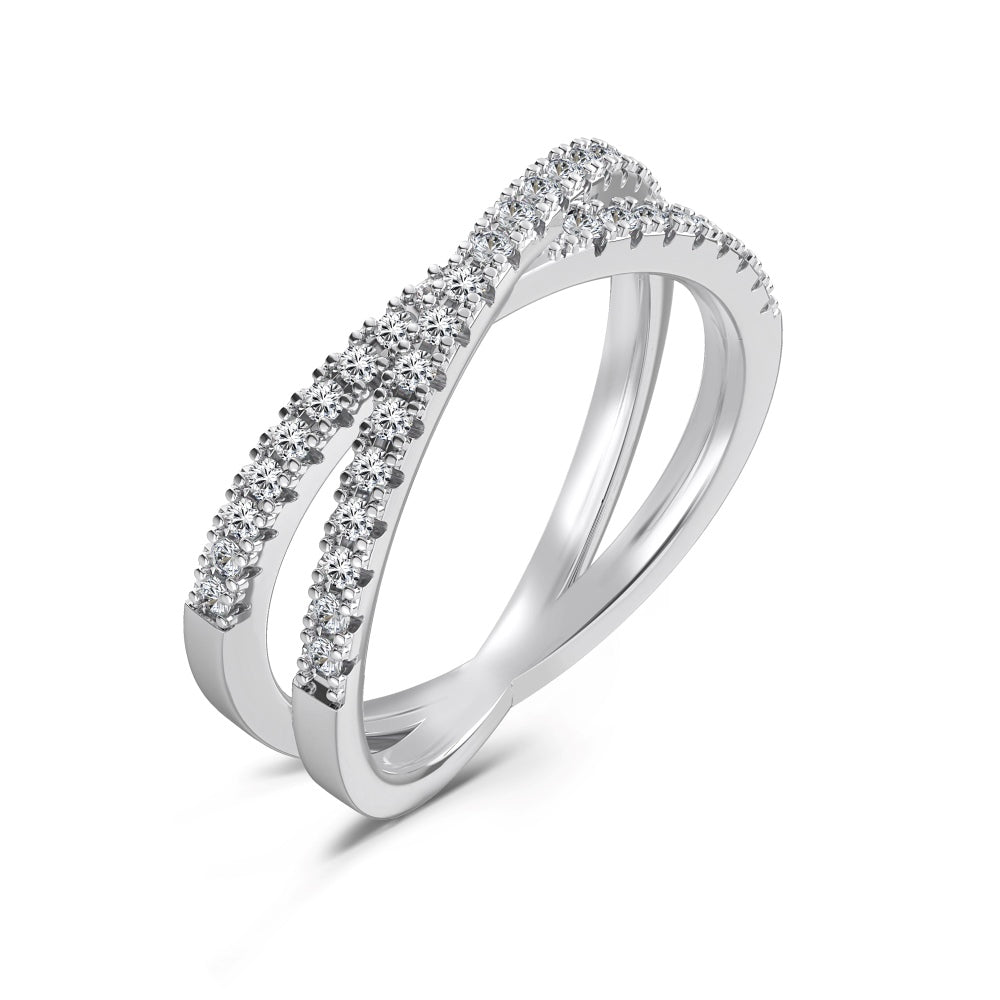 Sterling Silver Round Cut - Cross Shaped Eternity Band
