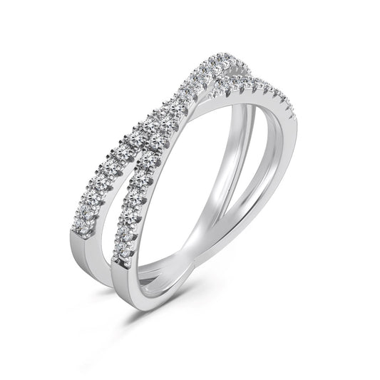 Sterling Silver Round Cut - Cross Shaped Eternity Band