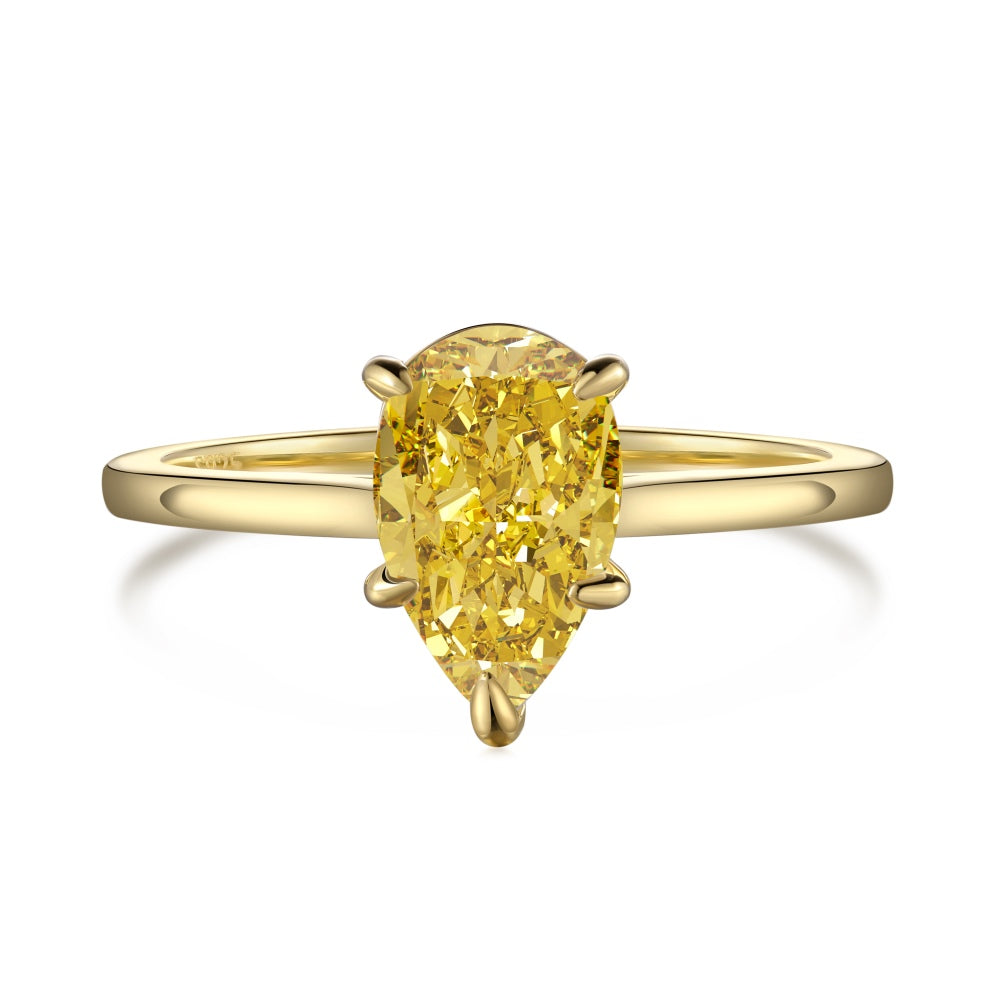 1.5ct Yellow Stone Pear Cut - Kaia Ring